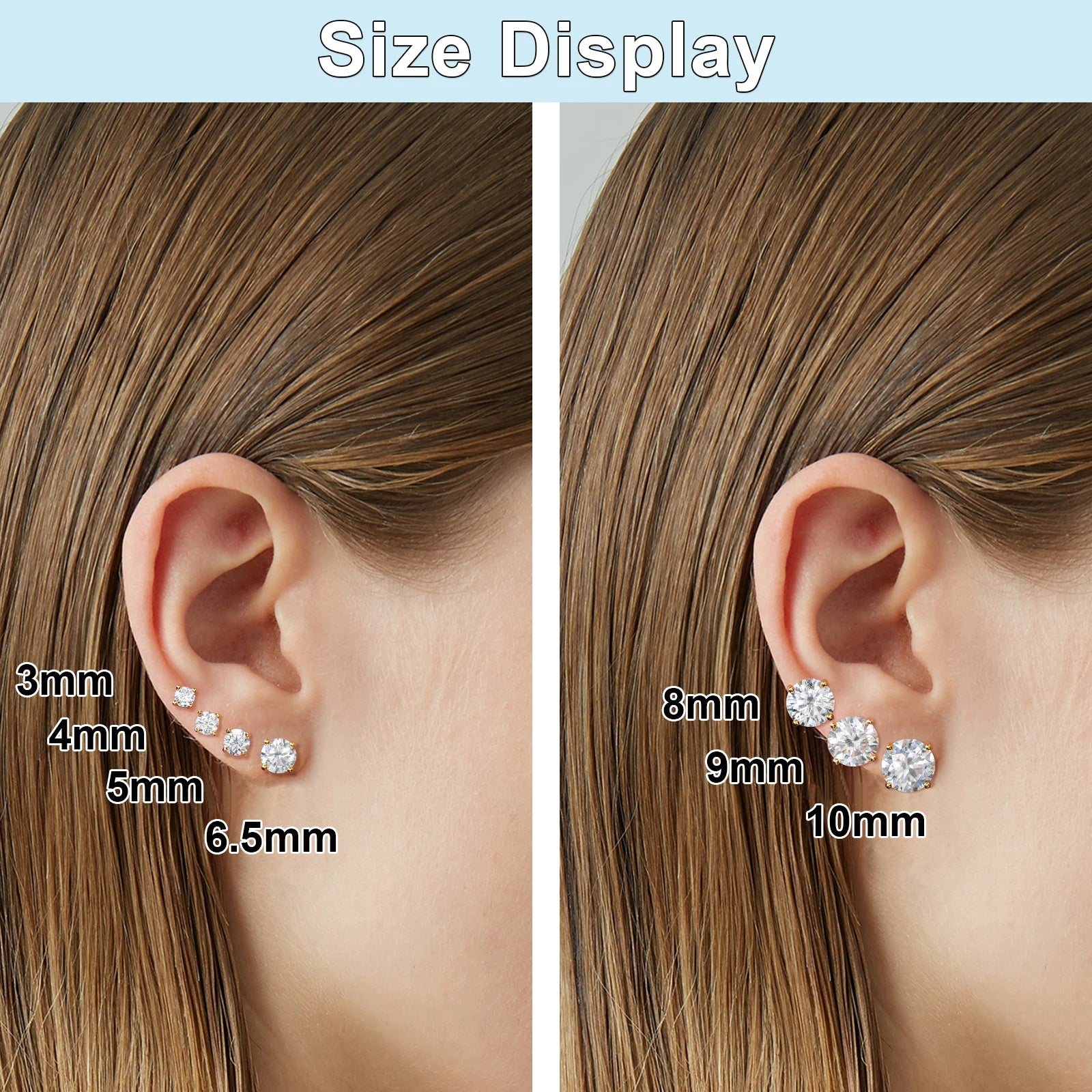 Unisex Iced Out 925 Sterling Silver VVS Moissanite Round Brilliant Cut Stud Earrings