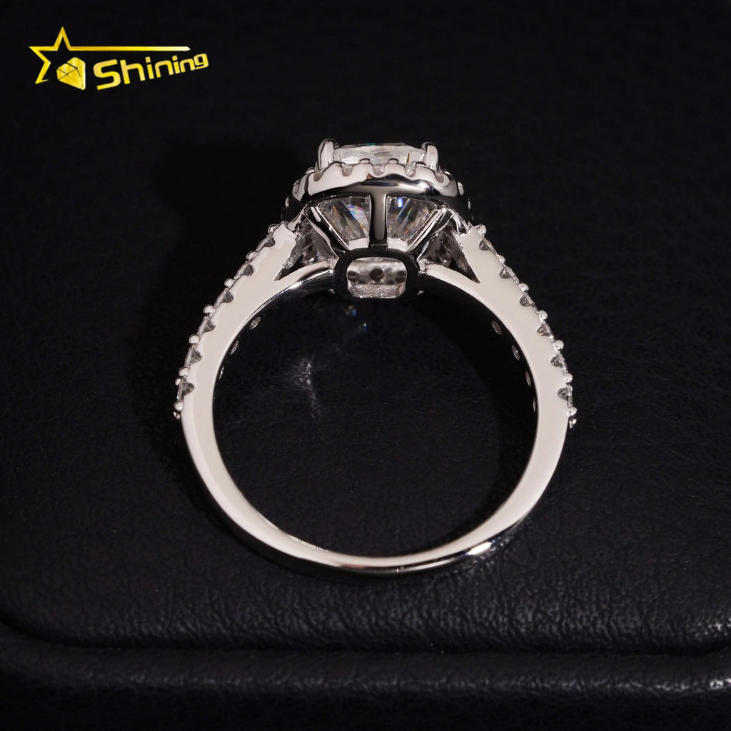 Unisex Cushion Cut 3ct VVS Moissanite Engagement Ring 925 Sterling Silver