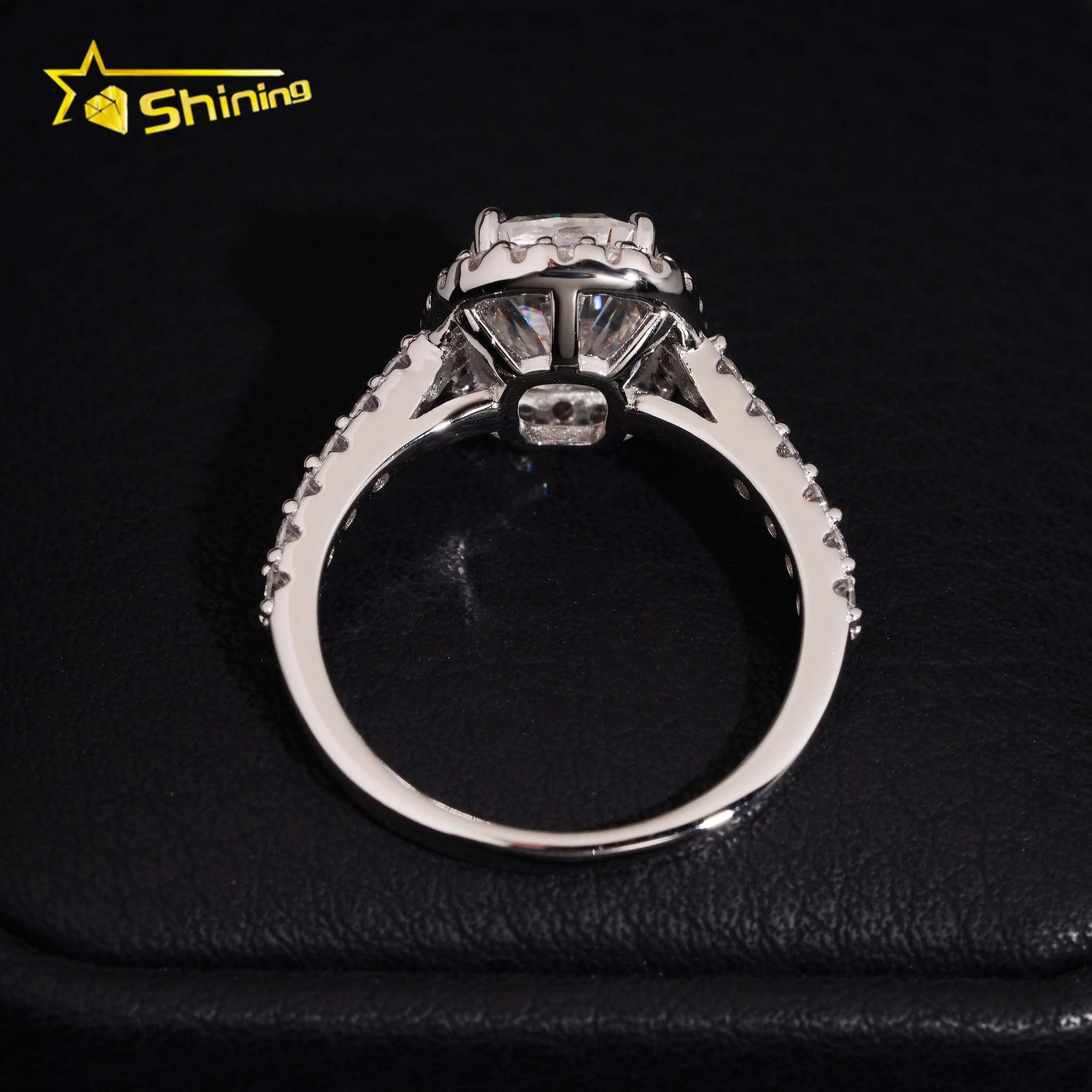 Unisex Cushion Cut 3ct VVS Moissanite Engagement Ring 925 Sterling Silver