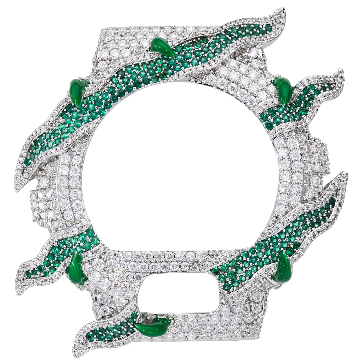 Luxury White Gold Buss Down Iced Out Flame Watch Case 925 Silver VVS Moissanite Bezel DW6900