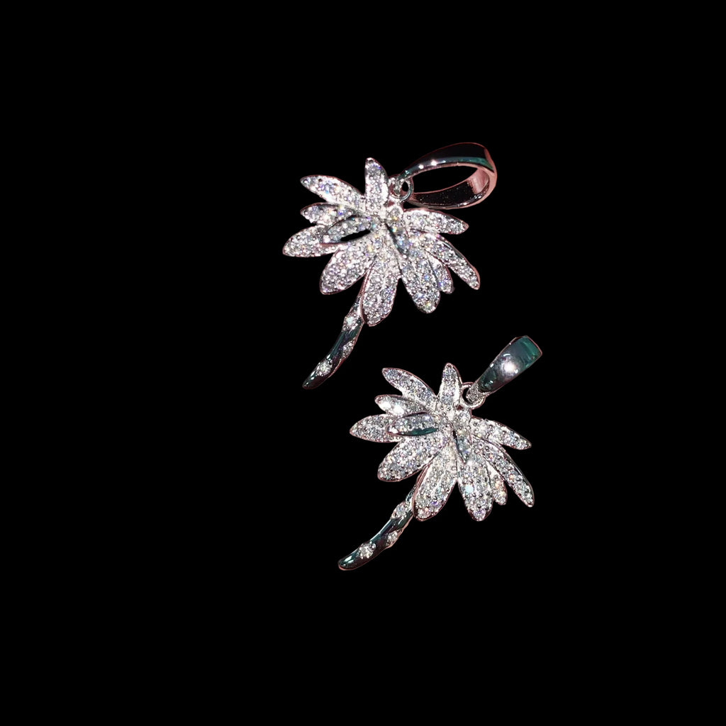Unisex 925 Sterling Silver VVS Moissanite Tropical Coconut Tree Iced Out Pendant P7179