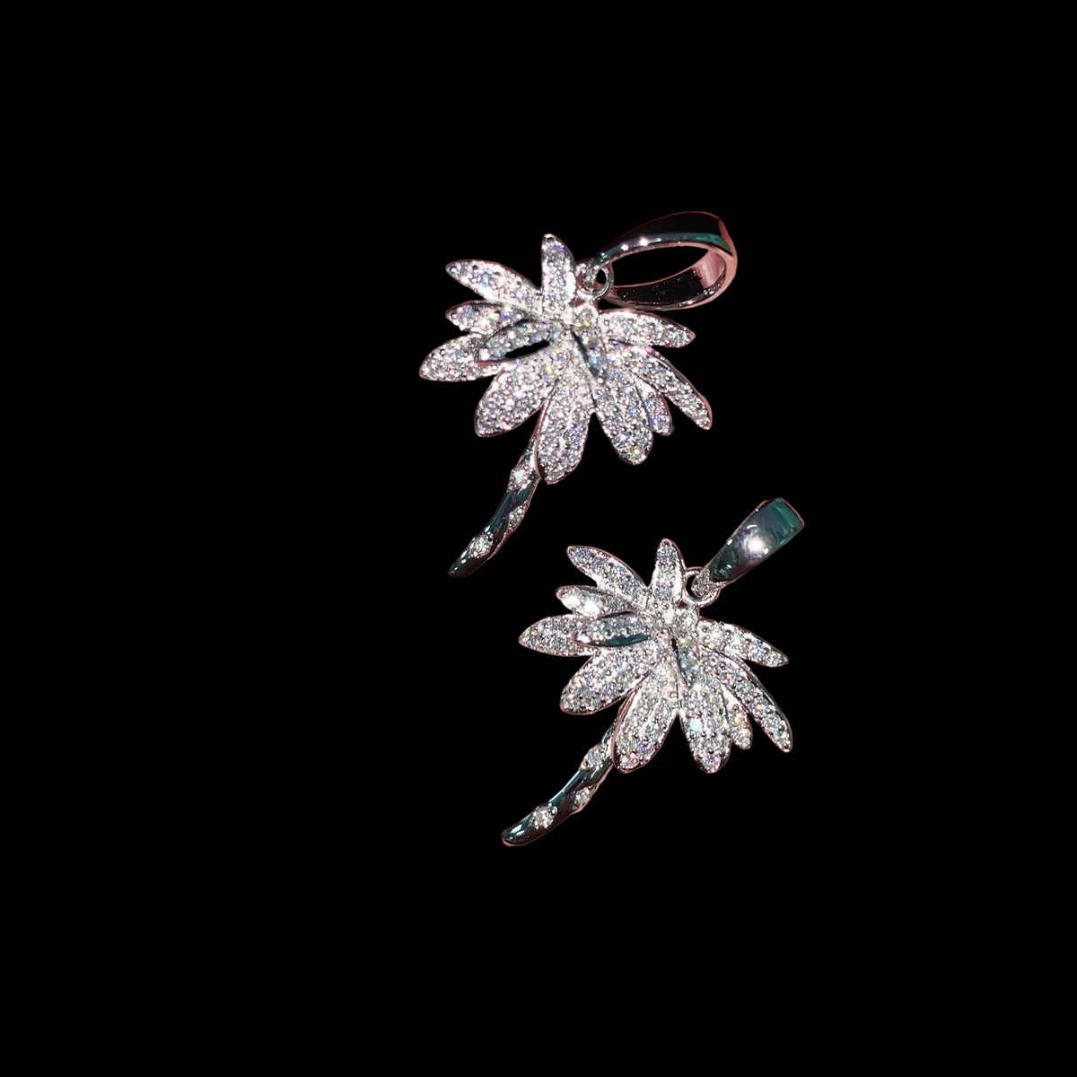 Unisex 925 Sterling Silver VVS Moissanite Tropical Coconut Tree Iced Out Pendant P7179