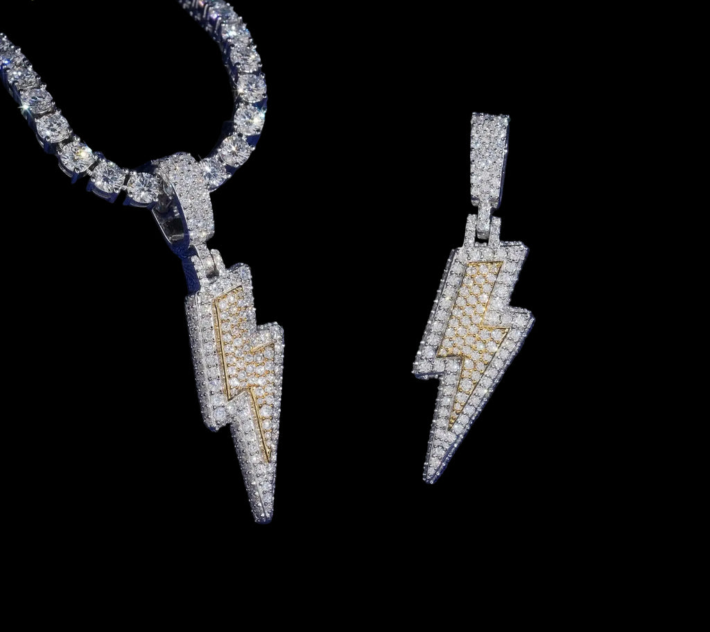 Unisex Iced Out Lightning Pendant 925 Sterling Silver VVS Moissanite BP3086