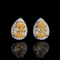 Women's Pear Cut Sunny Orange Lab Grown Moissanite Stud Earrings 925 Sterling Silver