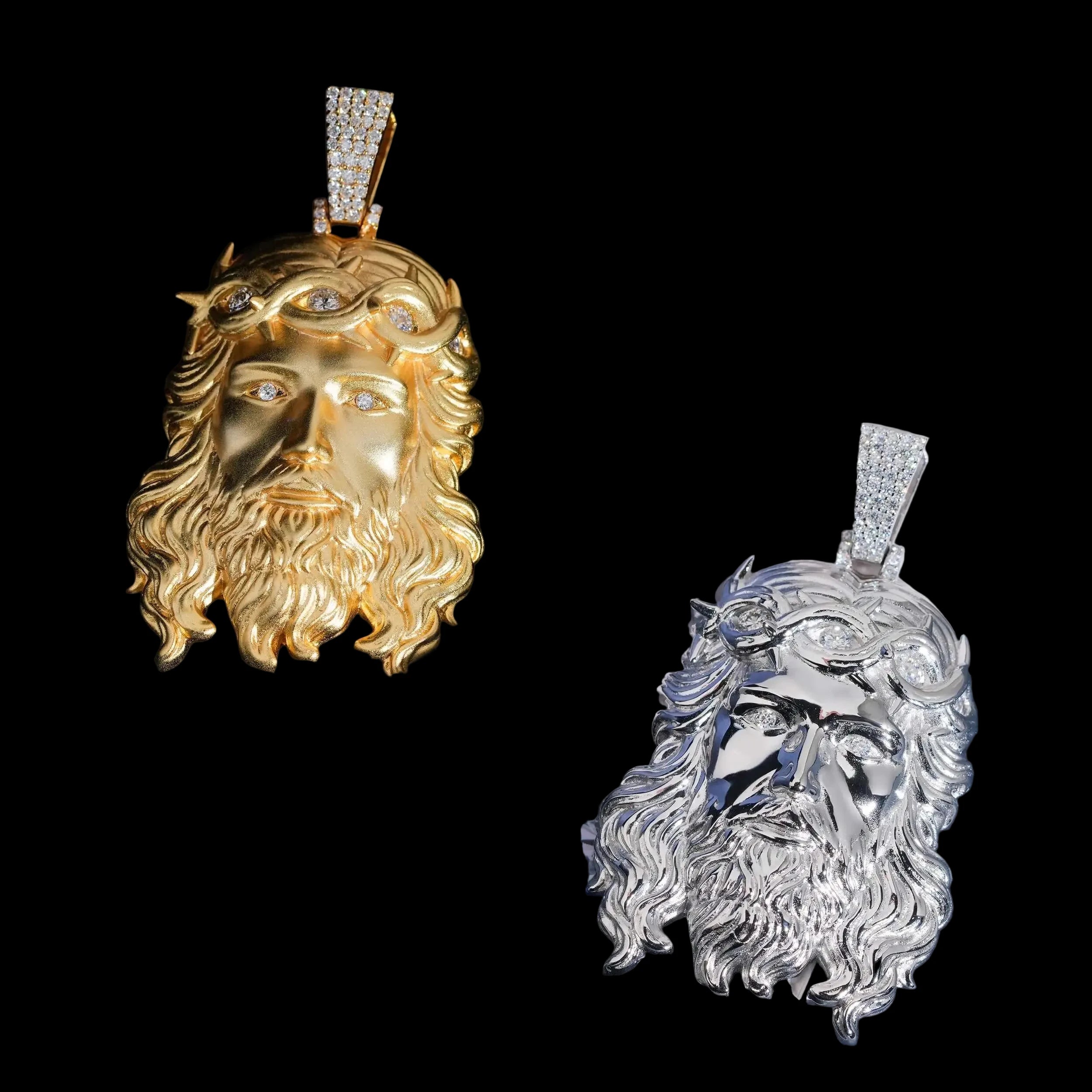 Unisex Iced Out Jesus Pendant 925 Sterling Silver VVS Moissanite zp0631