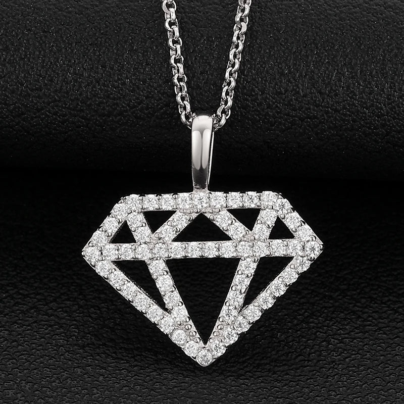 Unisex Iced Out Diamond Shape Pendant 925 Sterling Silver VVS Moissanite TQP0034