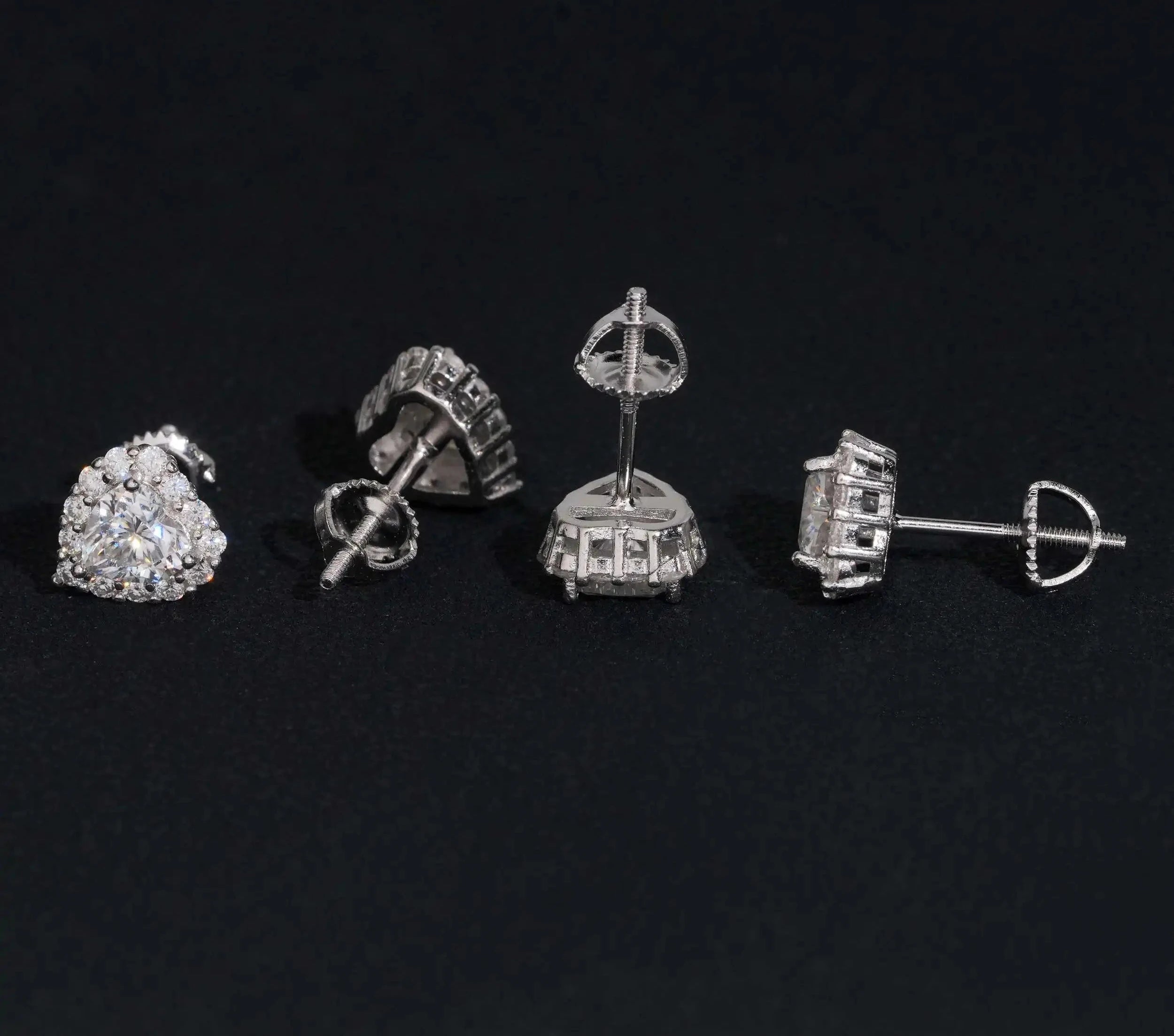 Unisex 925 Sterling Silver VVS Moissanite Heart Stud Earrings