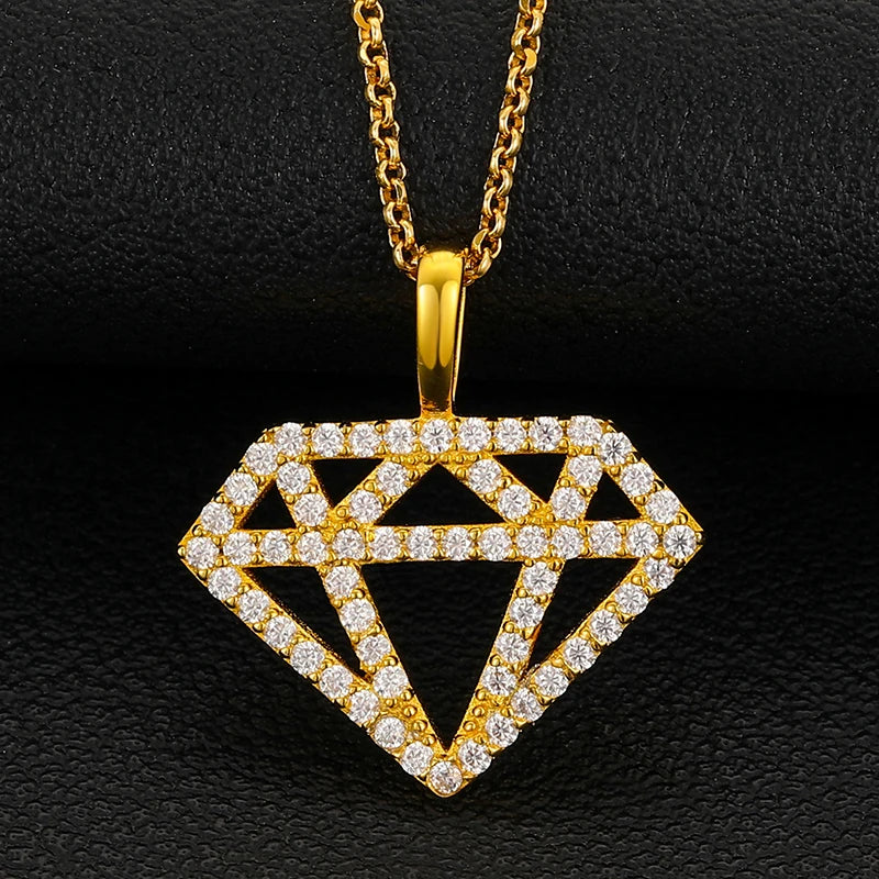 Unisex Iced Out Diamond Shape Pendant 925 Sterling Silver VVS Moissanite TQP0034