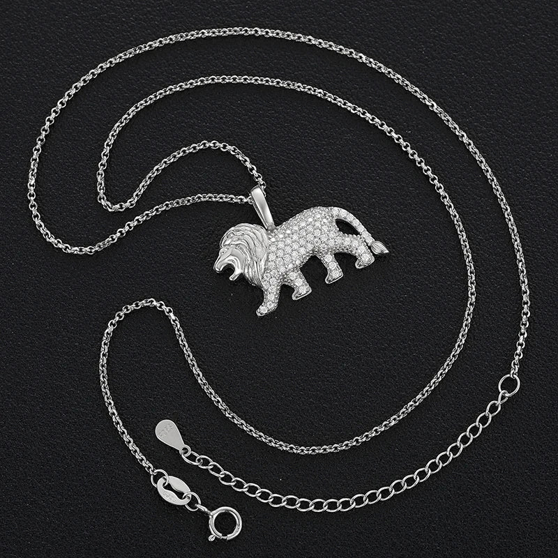 Unisex Iced Out Lion Pendant 925 Sterling Silver VVS Moissanite TQP0058