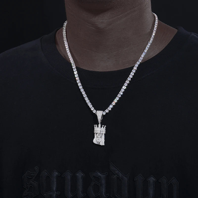 Unisex Iced Out Jesus King Pendant 925 Sterling Silver VVS Moissanite TQP0234