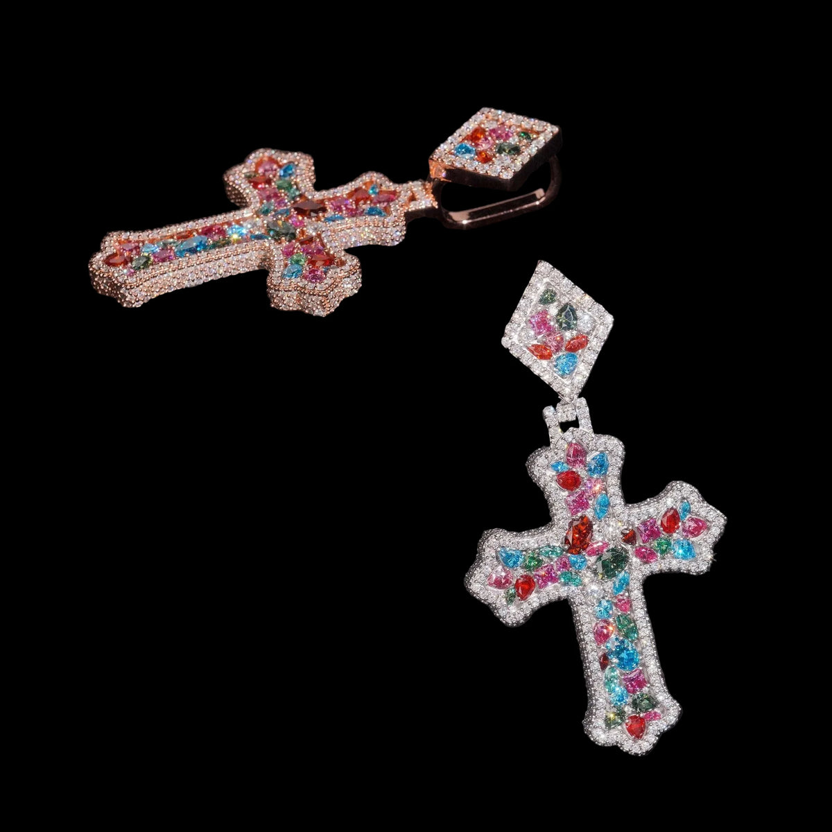 Unisex Iced Out Cross Pendant 925 Sterling Silver VVS Moissanite BP4158