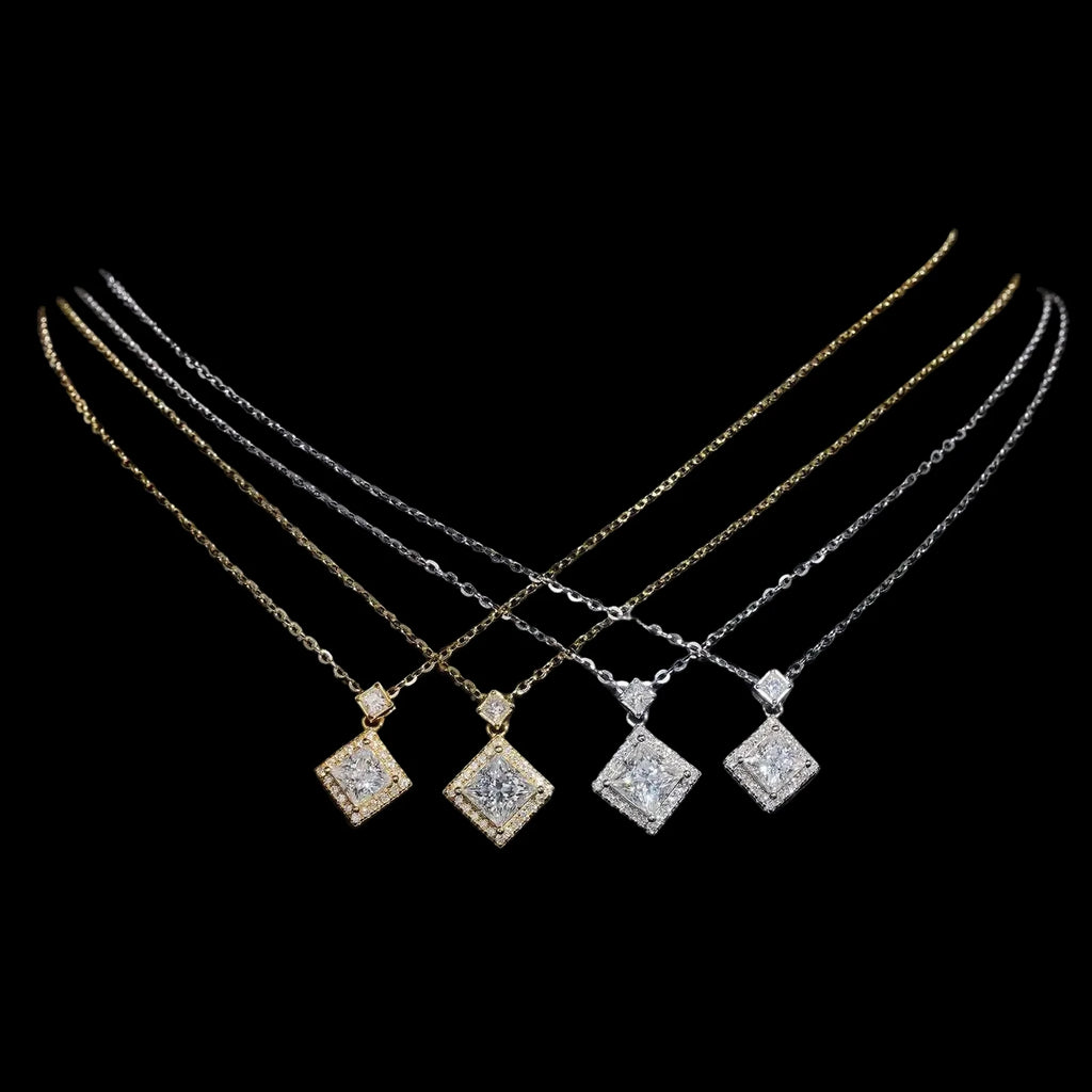 Unisex 925 Sterling Silver Moissanite Heart Shape Pendant Necklace