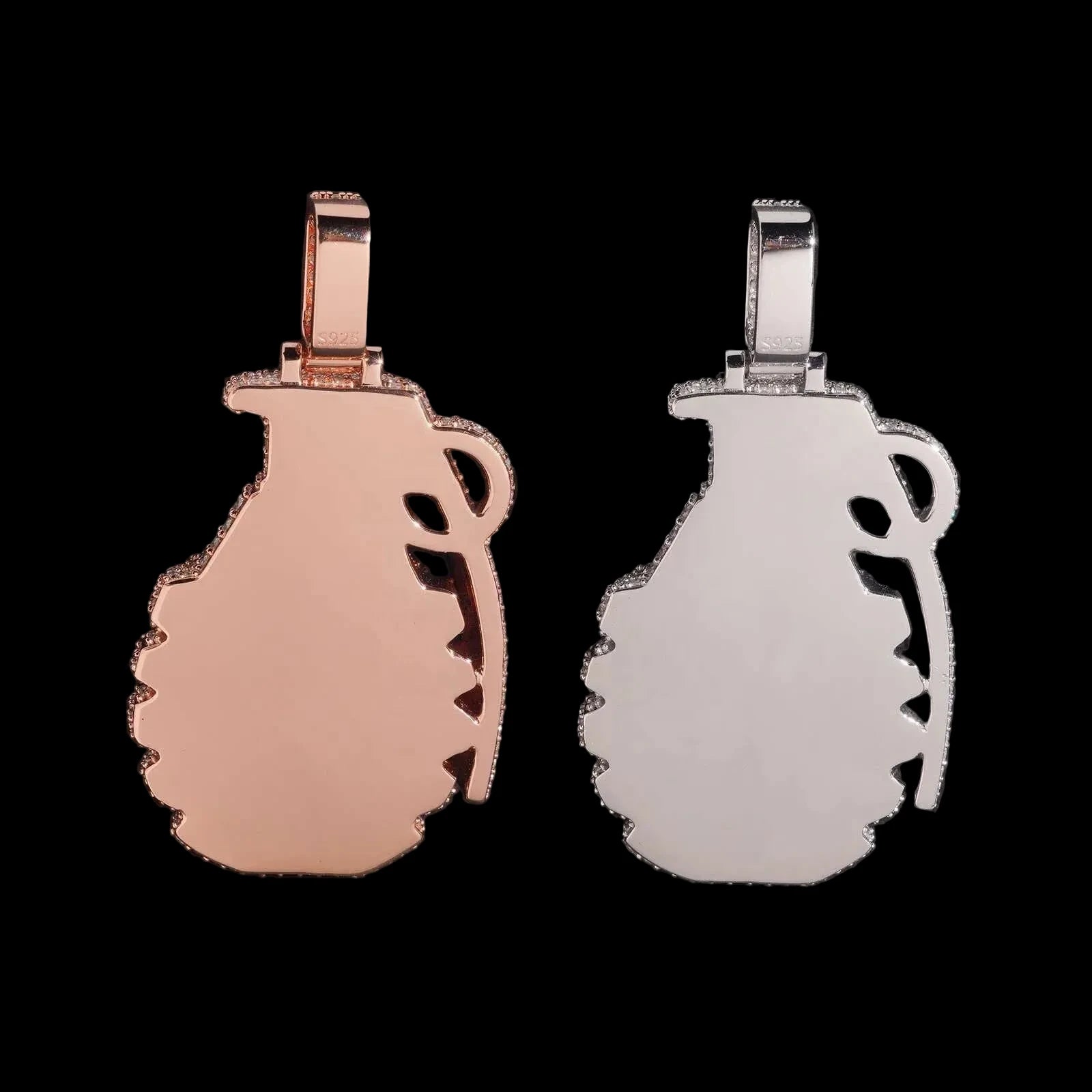Unisex Iced Out Hand Grenade Pendant 925 Sterling Silver VVS Moissanite BP5181