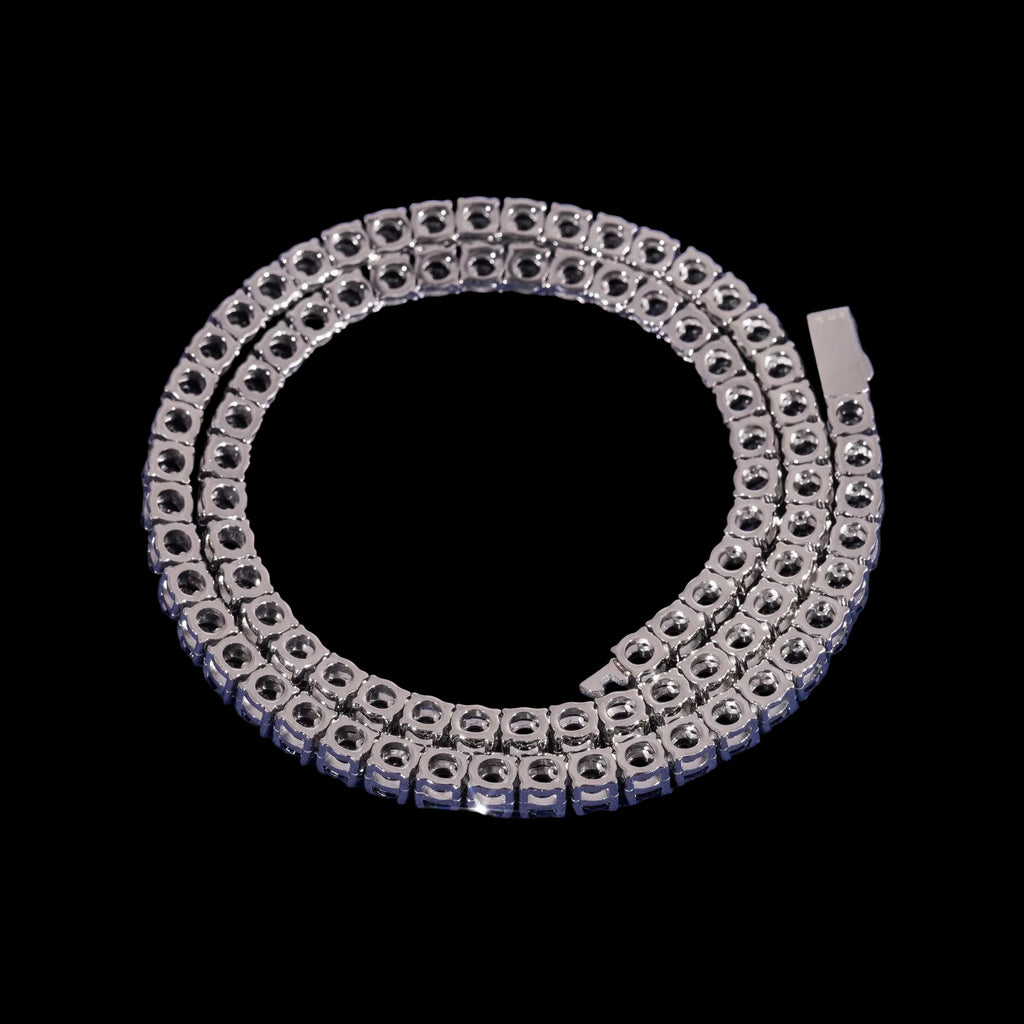 Unisex Iced Out 316L Stainless Steel Round Brilliant Cut Moissanite Tennis Chain Necklace