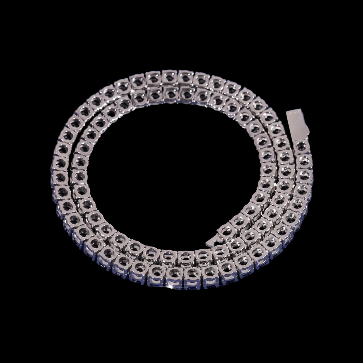 Unisex Iced Out 316L Stainless Steel Round Brilliant Cut Moissanite Tennis Chain Necklace