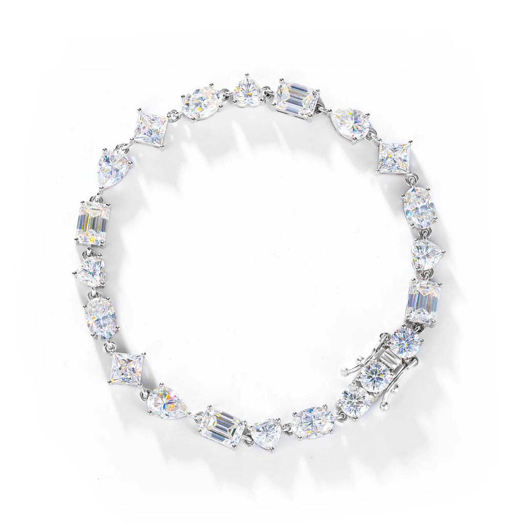 Unisex 8mm Heart Cut VVS Moissanite Tennis Bracelet 925 Sterling Silver