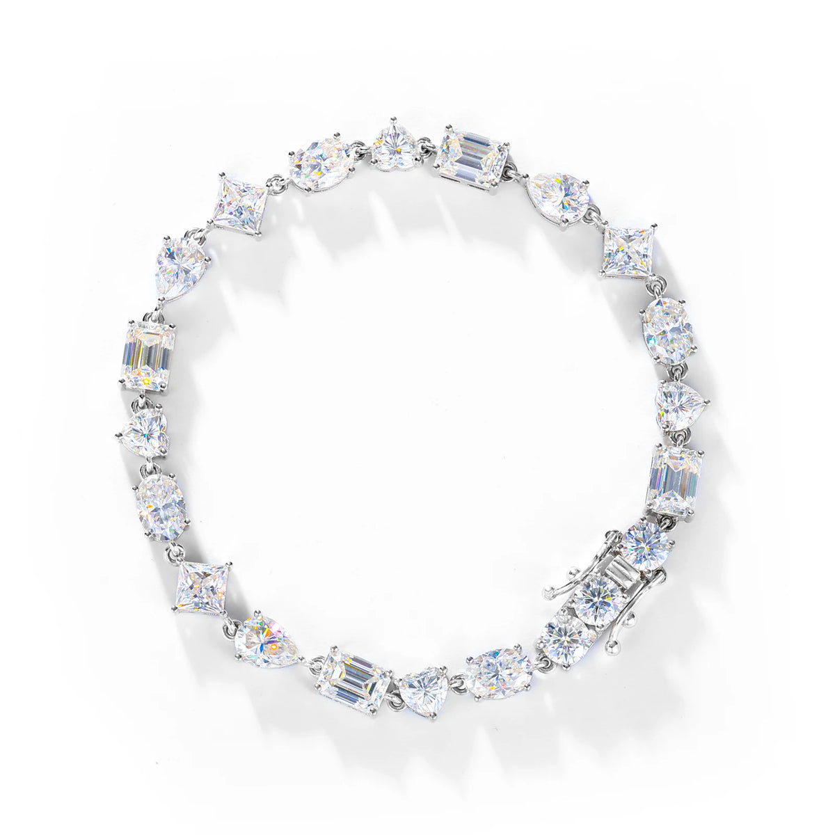 Unisex 8mm Heart Cut VVS Moissanite Tennis Bracelet 925 Sterling Silver