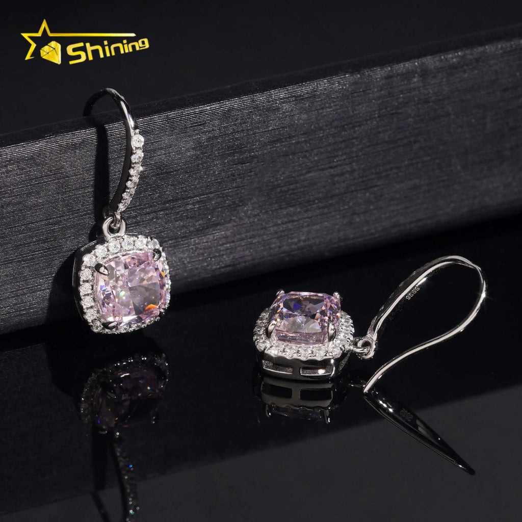 Women's 925 Sterling Silver Radiant Cut Lab Grown Moissanite Cluster Stud Earrings