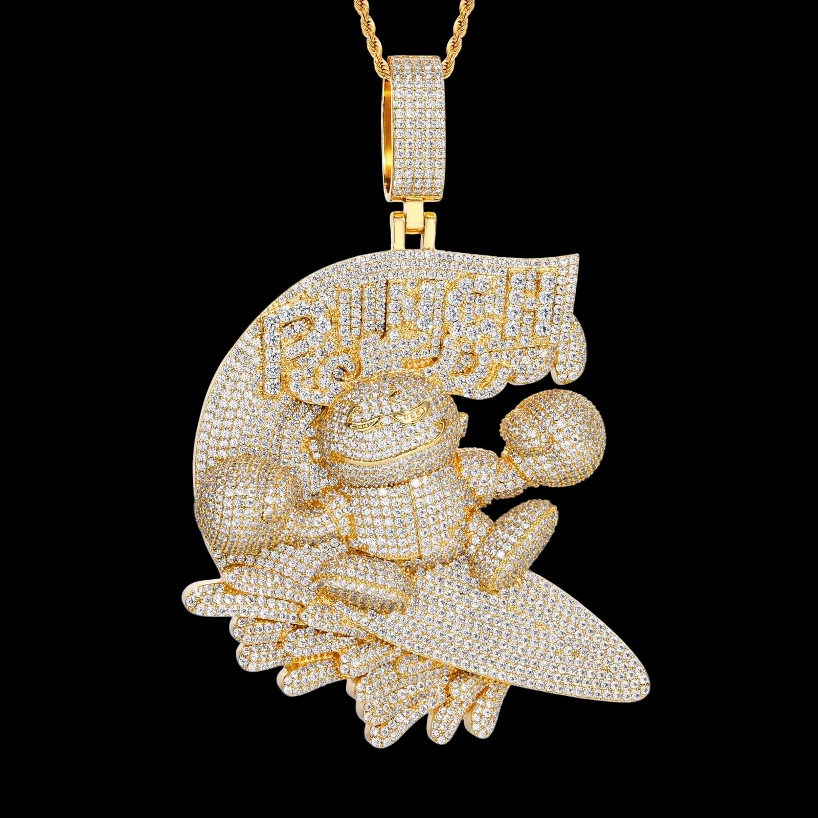 Unisex Iced Out Skeleton Pendant 925 Sterling Silver VVS Moissanite TQP0924
