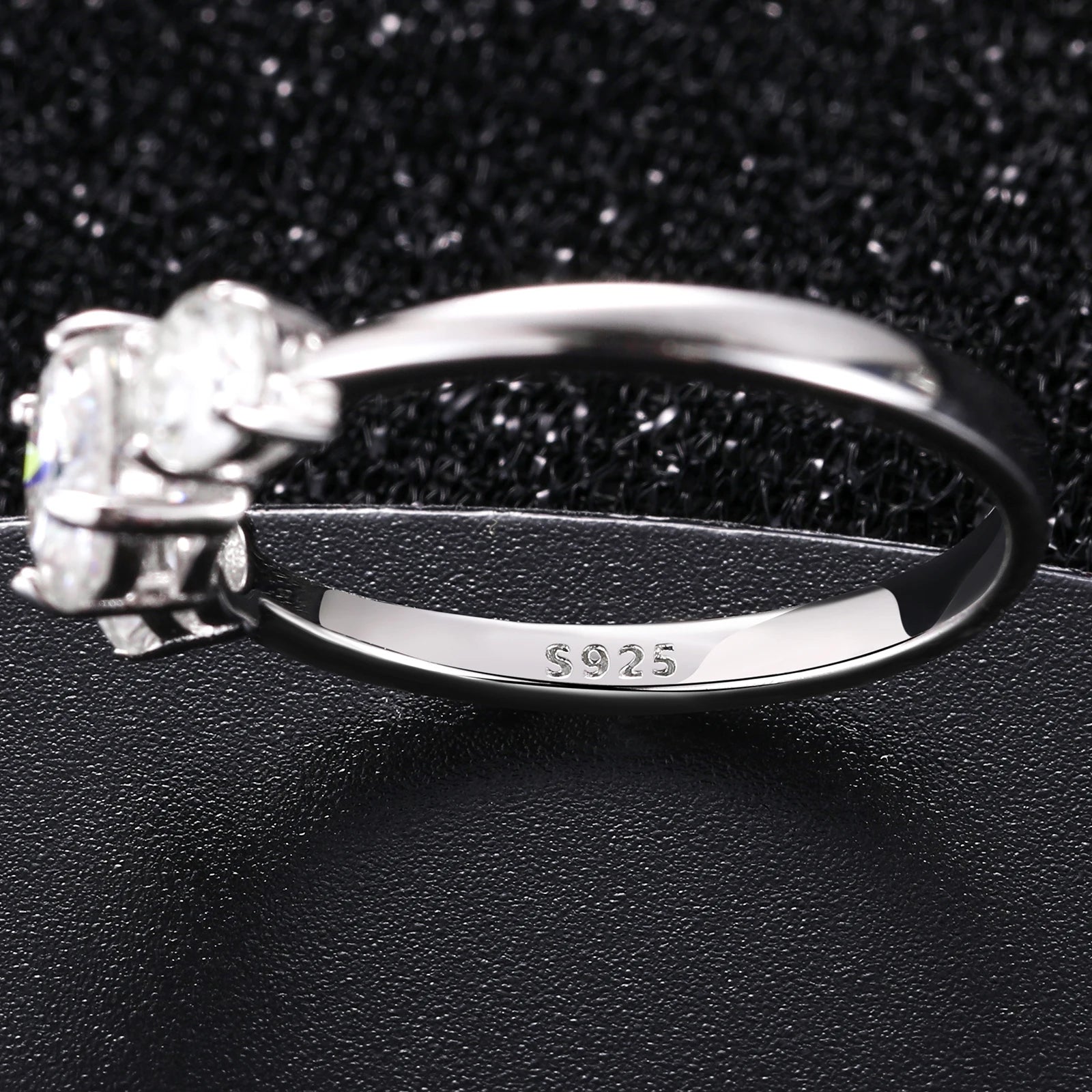 Women's Round Brilliant Cut VVS Moissanite Three Stone Ring 925 Sterling Silver