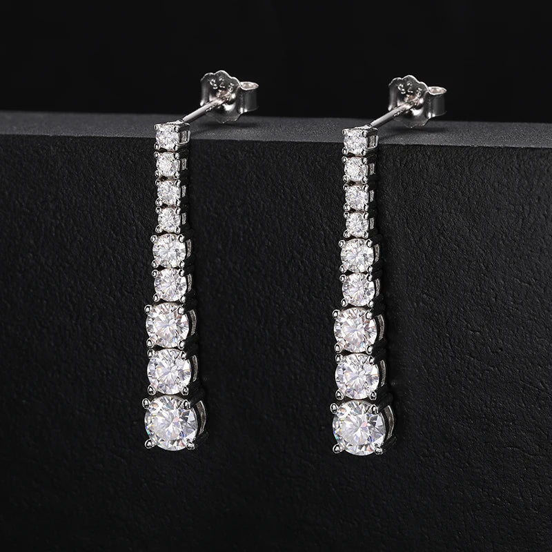 Unisex 925 Sterling Silver VVS Moissanite Dangle Earrings