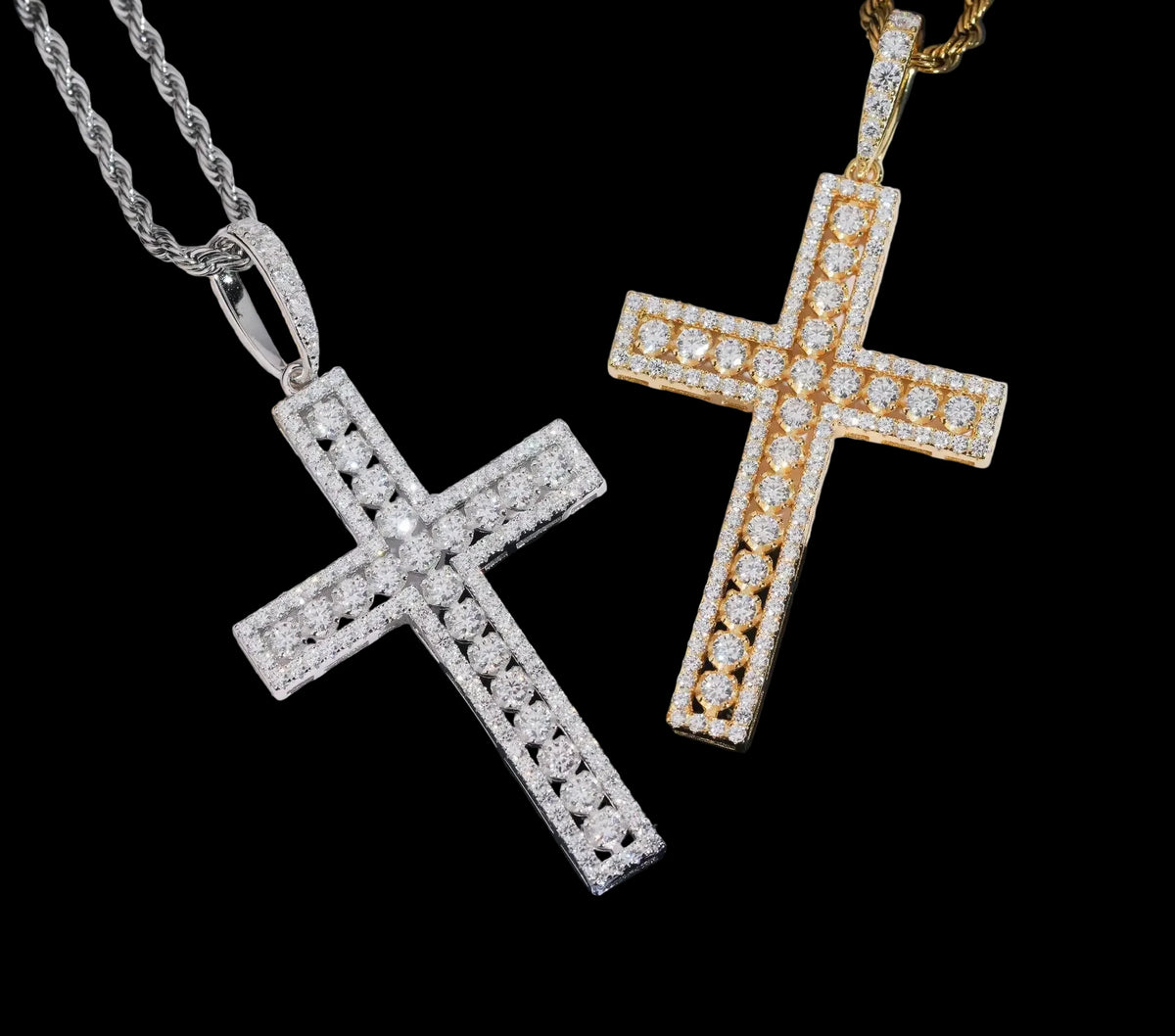Unisex 925 Sterling Silver VVS Moissanite Cross Iced Out Pendant ZP1633