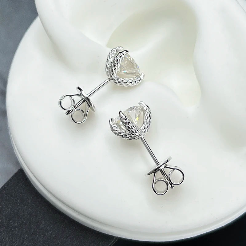 Men's Dragon Claw VVS Moissanite Stud Earrings 925 Sterling Silver