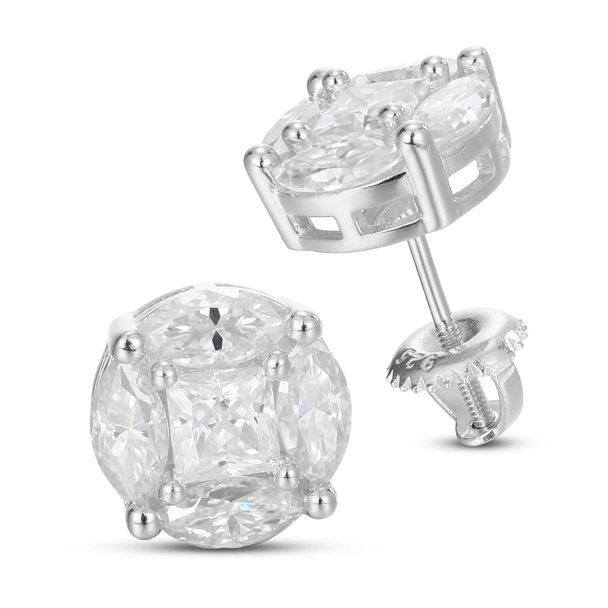 Moissanite Stud Earrings 925 Sterling Silver Princess Cut