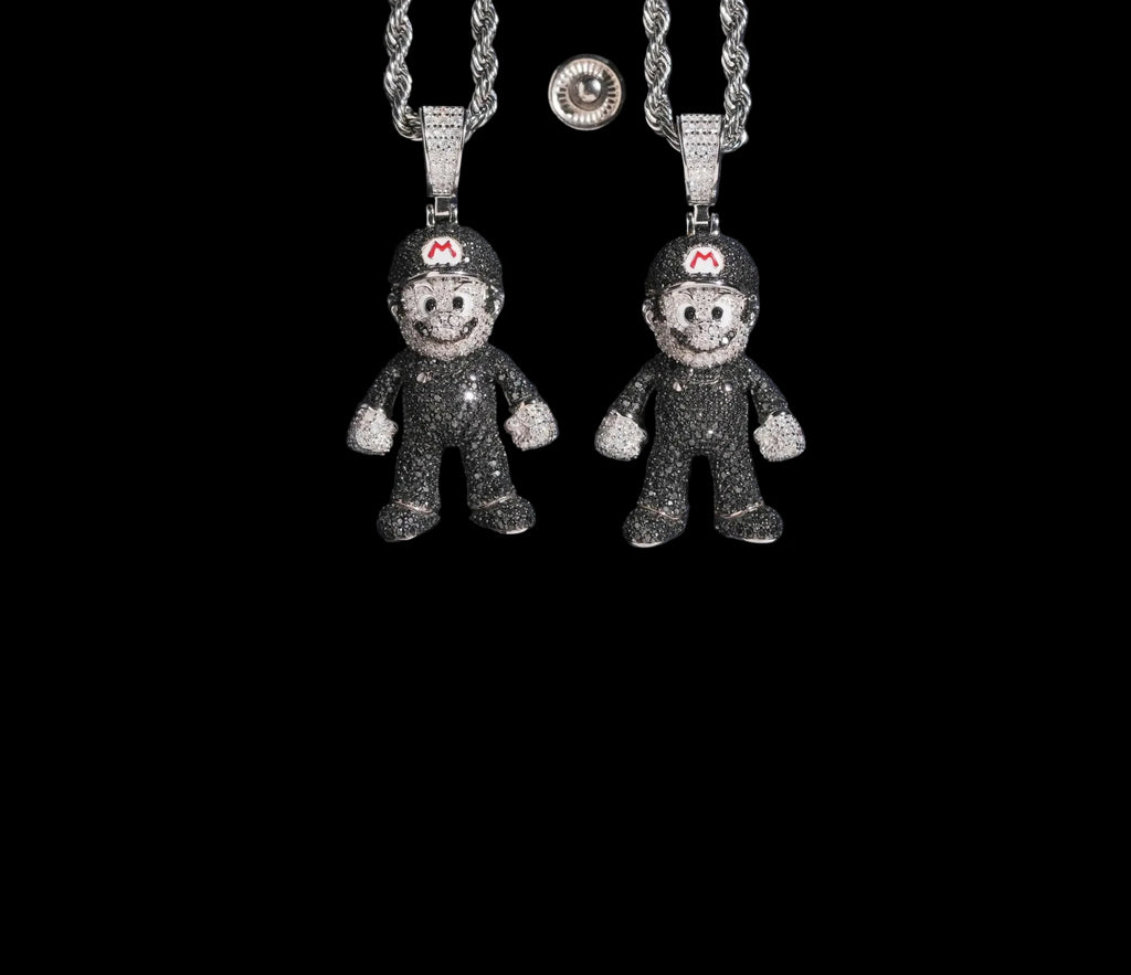 Unisex 925 Sterling Silver VVS Moissanite Mario Iced Out Pendant YHP0566