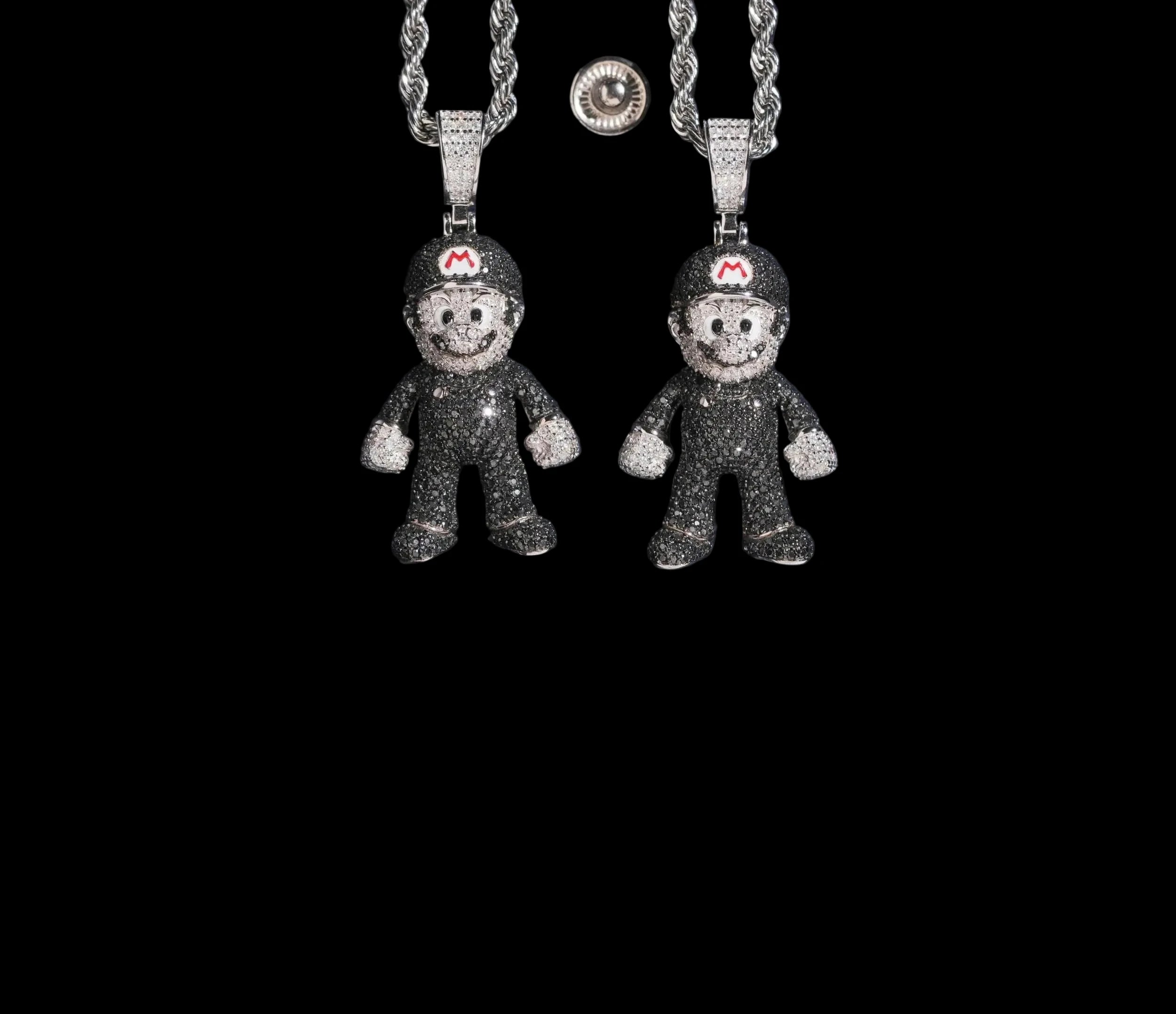 Unisex 925 Sterling Silver VVS Moissanite Mario Iced Out Pendant YHP0566