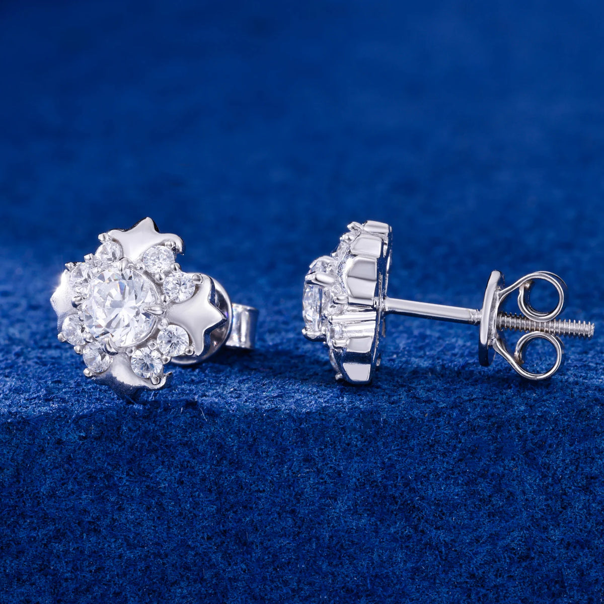 Unisex Iced Out 925 Sterling Silver VVS Moissanite Star Stud Earrings