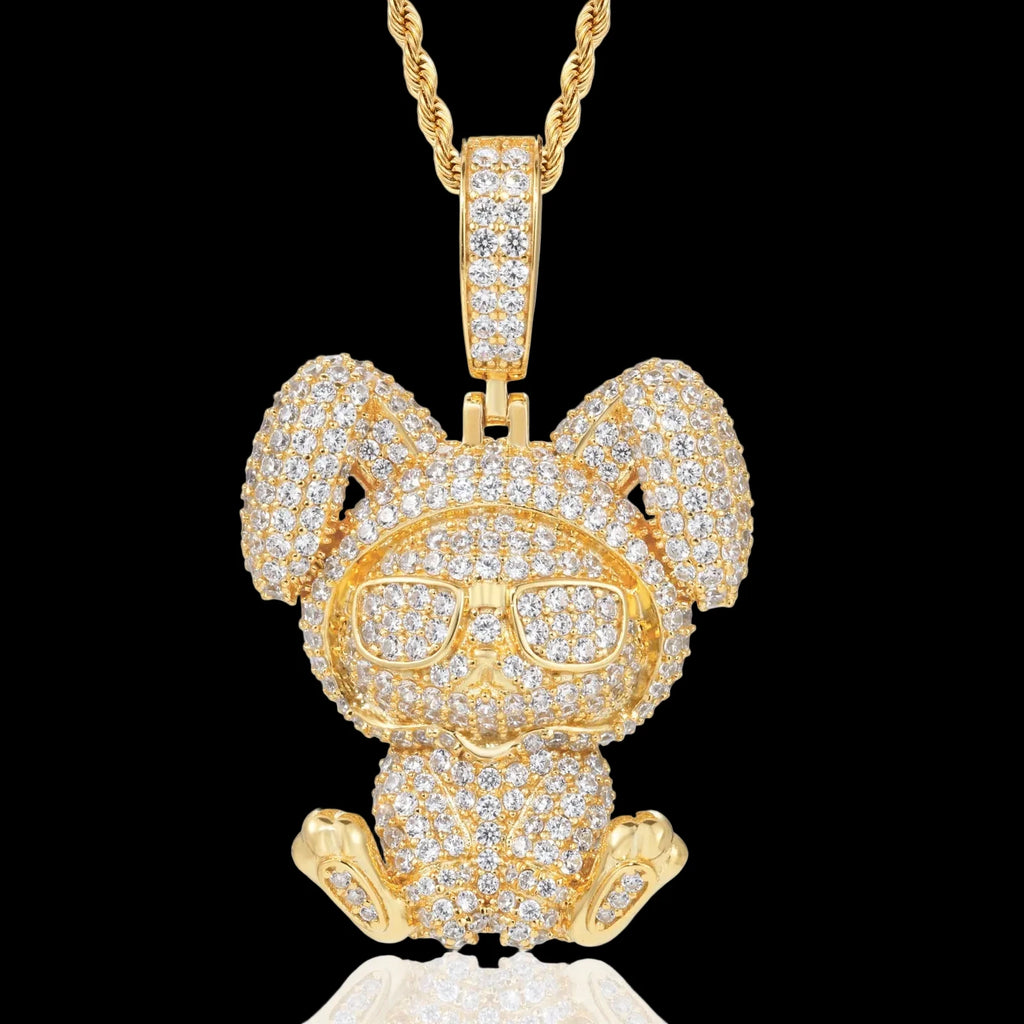 Unisex Iced Out Rabbit Pendant 925 Sterling Silver VVS Moissanite TQP0929