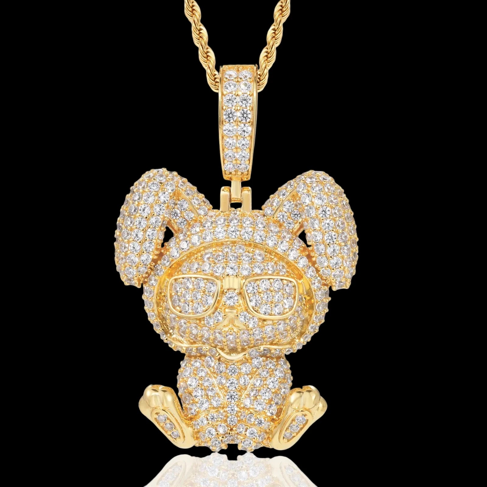 Unisex Iced Out Rabbit Pendant 925 Sterling Silver VVS Moissanite TQP0929