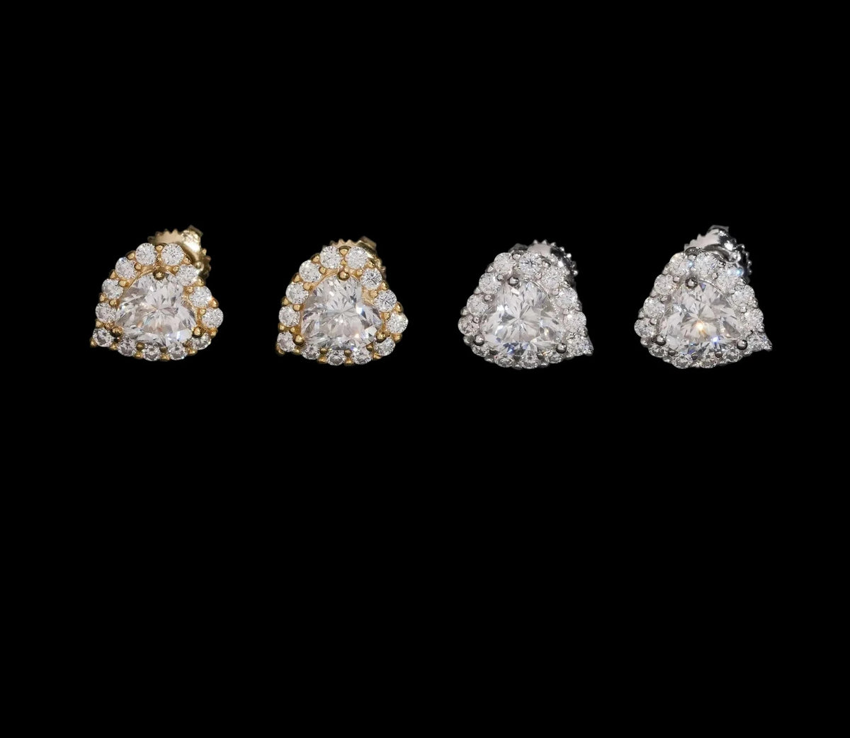 Unisex 925 Sterling Silver VVS Moissanite Heart Stud Earrings