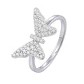 Women's Round Brilliant Cut VVS Moissanite Butterfly Ring 925 Sterling Silver
