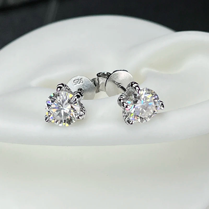 Men's Dragon Claw VVS Moissanite Stud Earrings 925 Sterling Silver