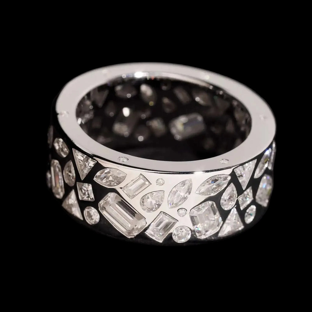 Men's Iced Out 925 Sterling Silver Moissanite Baguette Cut Hip Hop Ring