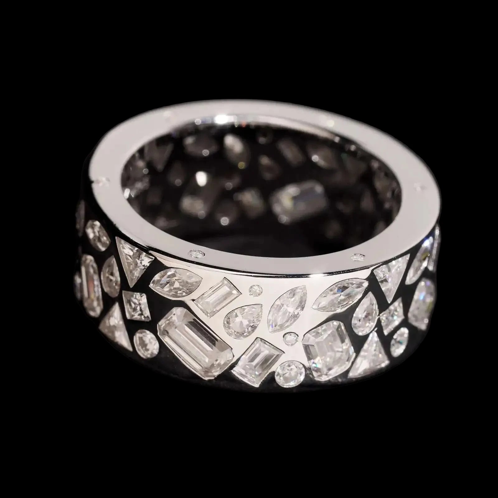 Men's Iced Out 925 Sterling Silver Moissanite Baguette Cut Hip Hop Ring
