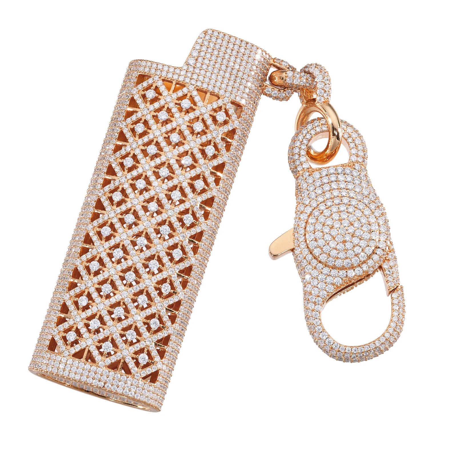 Men's Iced Out Moissanite Lighter Case 925 Sterling Silver Wallet Chain