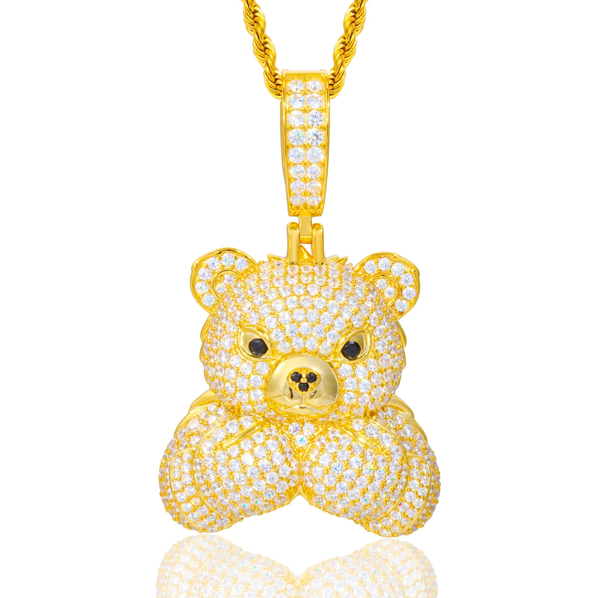 Men's 925 Sterling Silver VVS Moissanite Iced Out Boxing Teddy Bear Pendant TQP0882