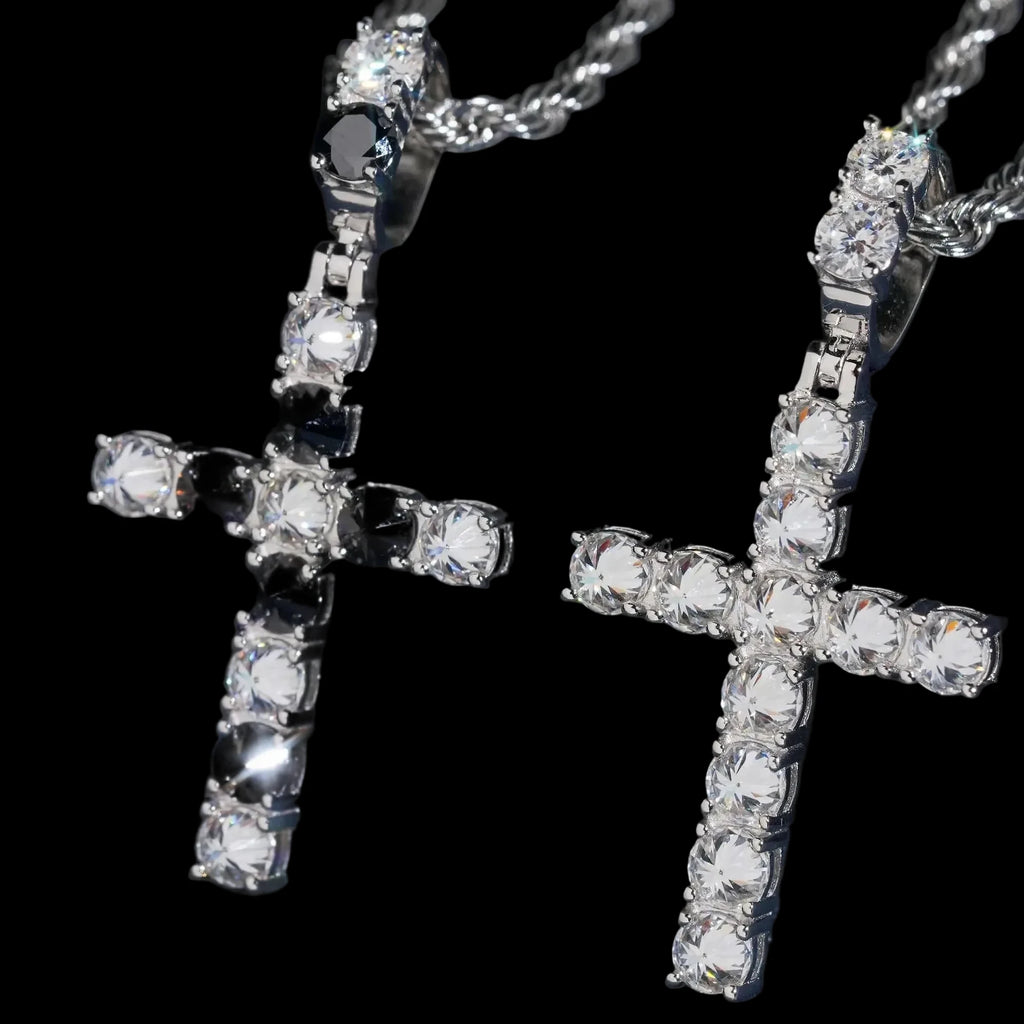 Unisex Inverted Cross Pendant 925 Sterling Silver VVS Moissanite Iced Out XP2038