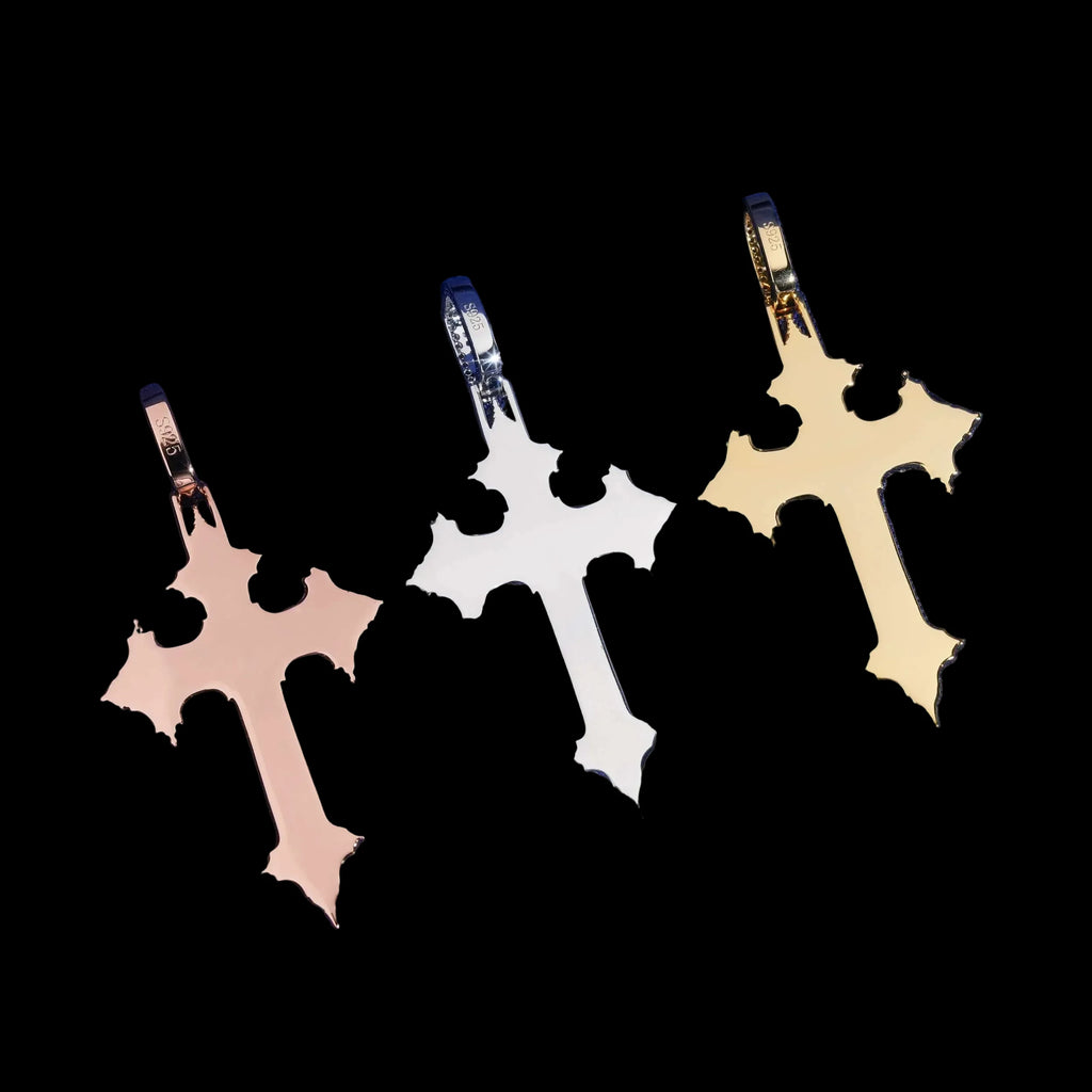 Unisex 925 Sterling Silver VVS Moissanite Cross Iced Out Pendant