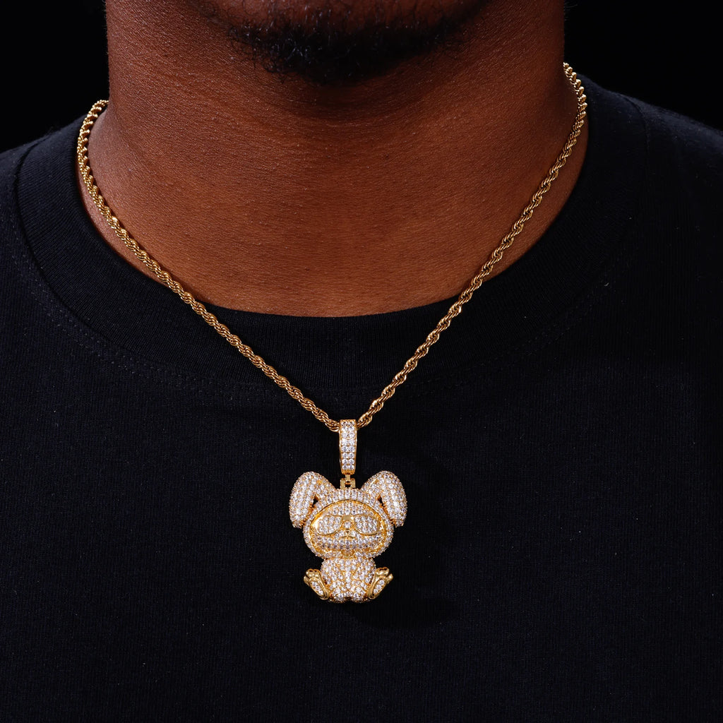 Unisex Iced Out Rabbit Pendant 925 Sterling Silver VVS Moissanite TQP0929