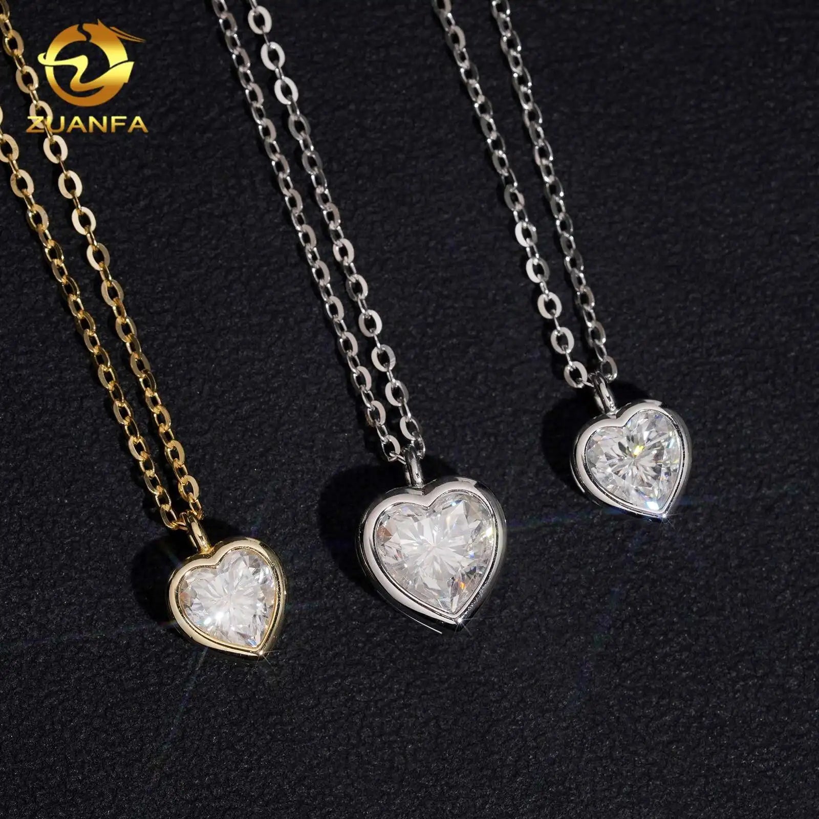 Women's Heart Shape Moissanite Pendant Necklace 925 Sterling Silver