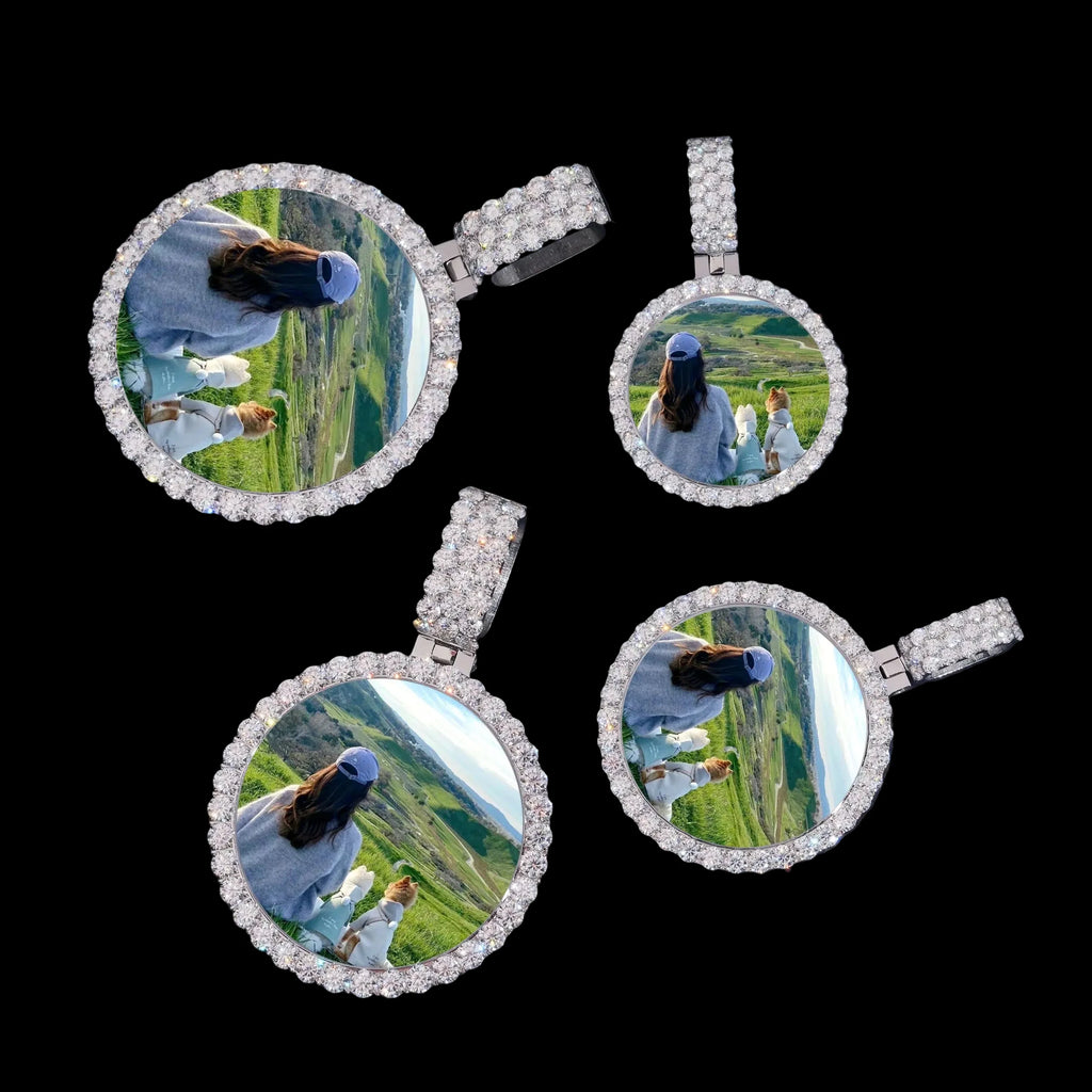 Unisex 316L Stainless Steel VVS Moissanite Photo Memory Iced Out Pendant