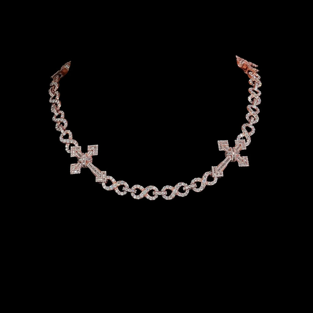 Men's Round Brilliant Cut VVS Moissanite Cuban Link Chain Necklace Gold Plated 925 Sterling Silver