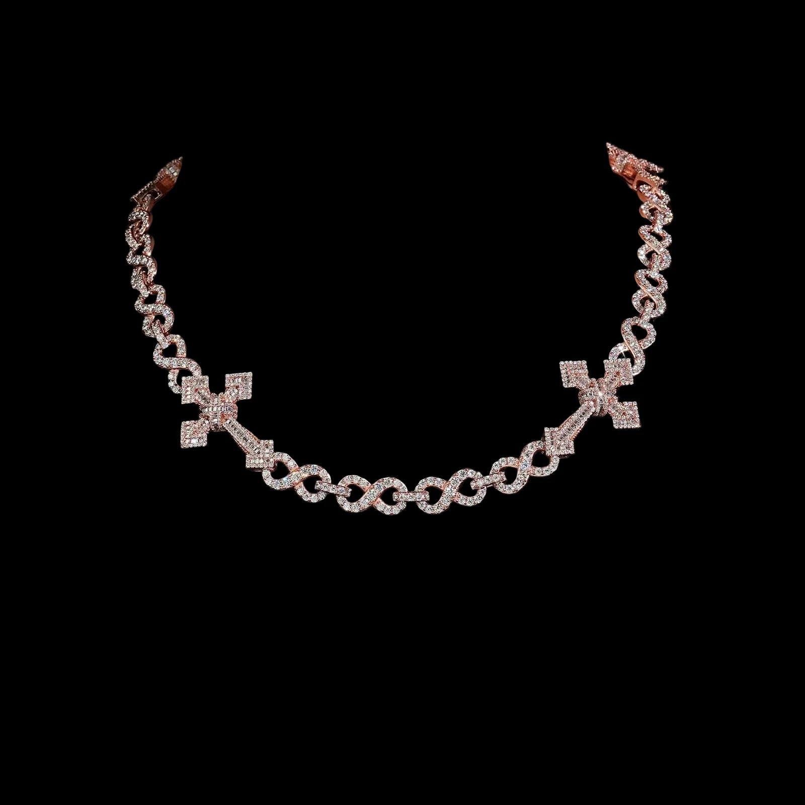 Men's Round Brilliant Cut VVS Moissanite Cuban Link Chain Necklace Gold Plated 925 Sterling Silver