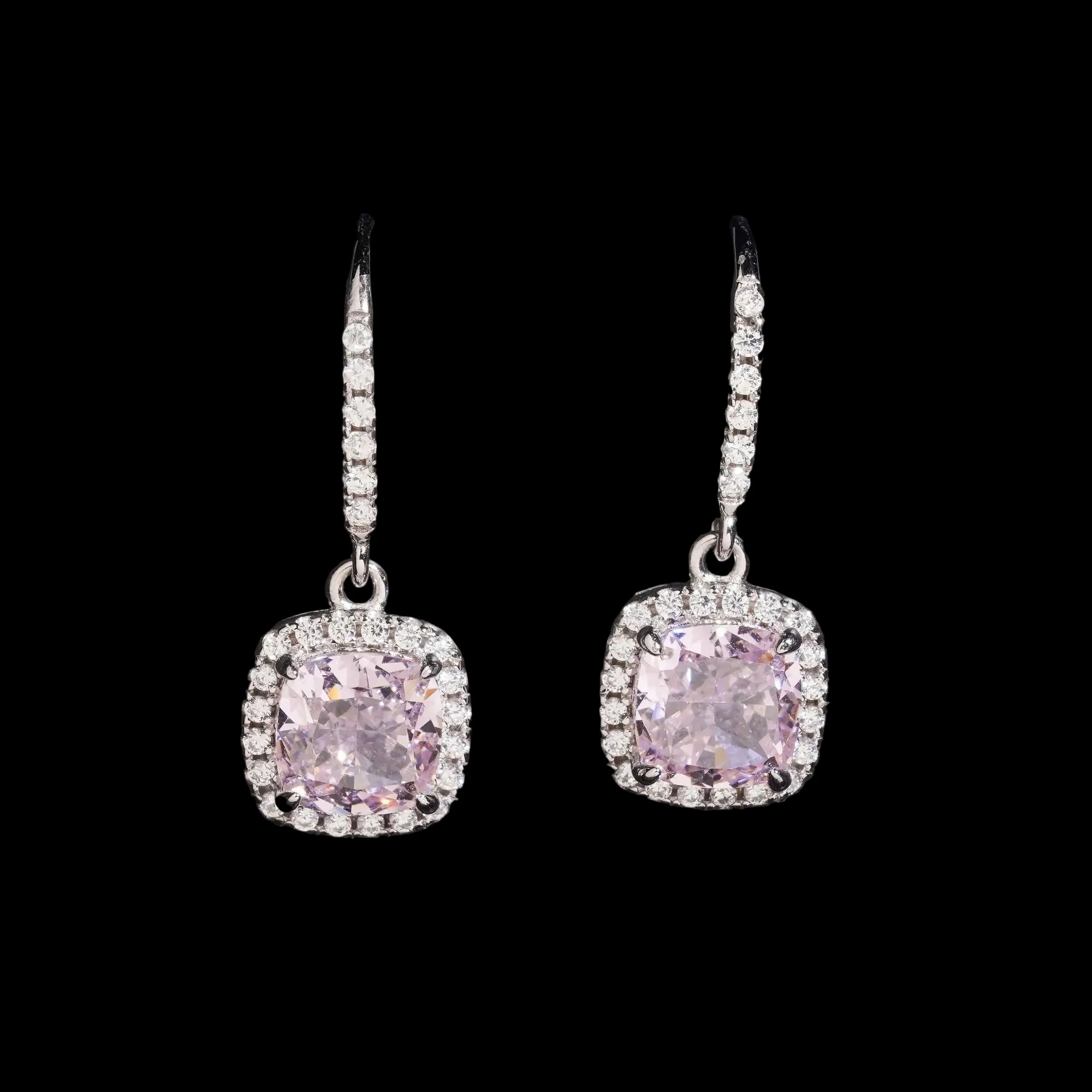 Women's 925 Sterling Silver Radiant Cut Lab Grown Moissanite Cluster Stud Earrings