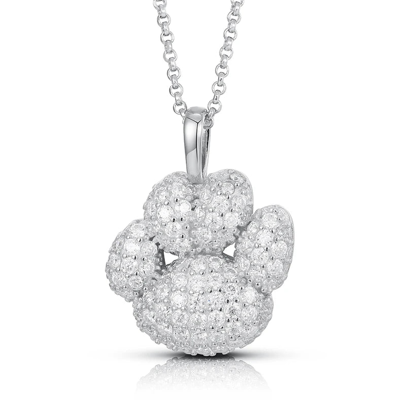 Unisex Iced Out Dog Paw Pendant 925 Sterling Silver VVS Moissanite TQP0048