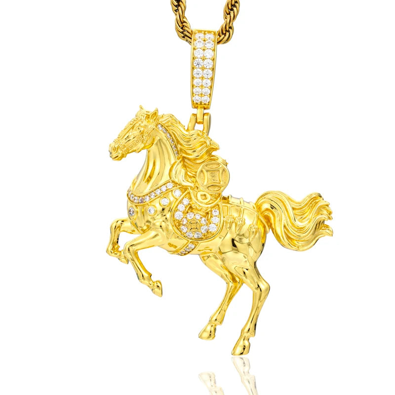 Men's Iced Out Horse Pendant 925 Sterling Silver VVS Moissanite TQP0835